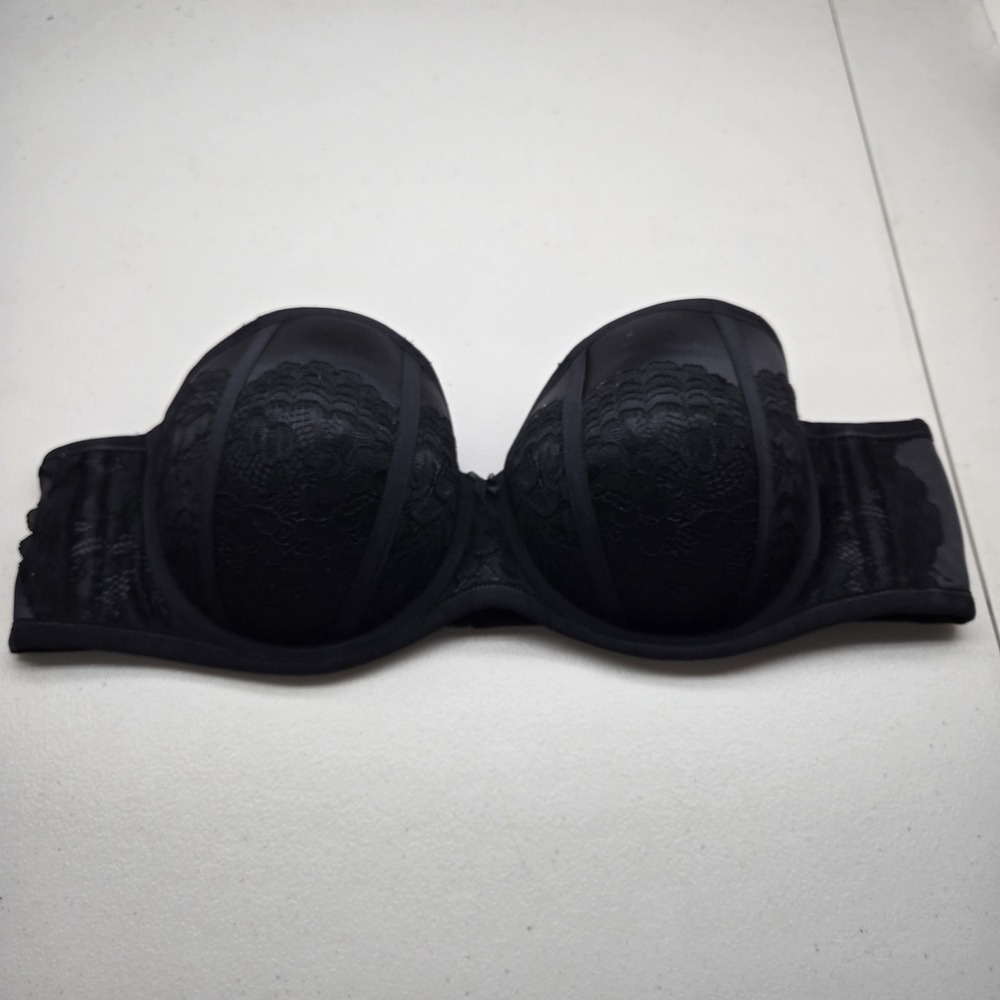 Torrid Curve Women Bra 46C Black Push Up Strapless Multi Way Underwired Lace